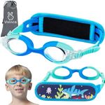 Vvinca Kids Swim Goggles for Age 3-6, Toddler Swimming Goggles with Fabric Strap Cover No Hair Pulling Pain-Free, Anti-Fog No Leak Water Pool Glasses for Boys Youth Little Swimmer Light Green