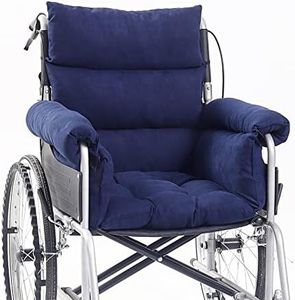 Wheelchair Cushions, Pressure Pain Relief Accessories with Armrest Covers, Supports Coccyx & Back, Non-Slip, Fits 18" Wheelchair with Full Arms (Navy)