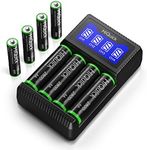 HiQuick Rechargeable AA AAA Batteries with Charger, USB Fast Charging Battery Charger AA AAA Includes 4 AA Batteries 2800mAh & 4 AAA Batteries 1100mAh