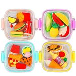 Lovely Gourmet Fruit Erasers, 4 Boxes of Plastic Pencil Erasers, Cute Children's Erasers, Pencil Erasers and Eraser Sets, Suitable for Learning, Painting, Playing and Gifts