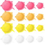 DGitaor Silicone Stretch Lids, 16Pcs Silicone Bowl Covers Reusable for Food Storage Container, Pots and Pans 4 Multicolors Sizes Round Box Lid 4.5” - 8.1”