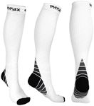 Physix Gear Sport Compression Socks for Men & Women 20-30 mmhg, WHT S/M