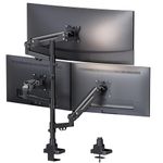 Triple Monitor Mount for 17-35-inch Screens - Heavy Duty Triple Monitor Arm Desk Mount for Ultrawide Monitors, Fully Adjustment, Max Load 12KG per Screen, VESA 75x75 / 100x100 mm, Black