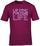 Hippowarehouse Lip sync for your life unisex short sleeve t-shirt (Specific size guide in description) Maroon