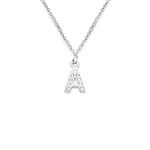 bifriend S925 Silver A-Z 26 Initial Crystal Pendant Chain Choker Necklace For Women Lady Girl (A)