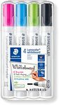 STAEDTLER Lumocolor Whiteboard 351 Bullet Tip Marker, Assorted Brights (Pack of 4) Multicolor