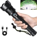 DOTCOM Rechargeable Flashlights 250000 Lumens, Super Bright Led Flashlight High Lumens with USB Cable, 5 Modes Waterproof Flashlight Powerful Flash Light for Camping Hiking