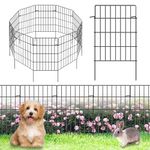 10 Pack Garden Fence Animal Barrier Fencing 1.44 inch Spacing Total 10.8ft (L) x 24in (H) Rustproof Metal Wire Yard Blocker Dog Fences Border for Outdoor Flower Bed Decor Black