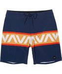 RVCA Men's Standard 4-Way Stretch Fixed Waist 18 Inch Boardshort, Va Banded/New Navy, 30