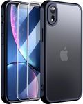 NINDOO for iPhone XR Case,[Full Camera Protection] with 2X Screen Protectors,Matte Protective and Non-Slip Slim Shockproof Men Women Phone Cover.(Black)