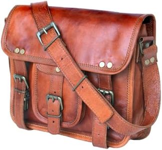 11" small Leather messenger bag shoulder bag cross body vintage messenger bag for women & men satchel man purse competible with Ipad and tablet