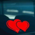 TWO HEARTS Love Cute Car Window Bumper Laptop or ipad Vinyl Decal Sticker (Red)