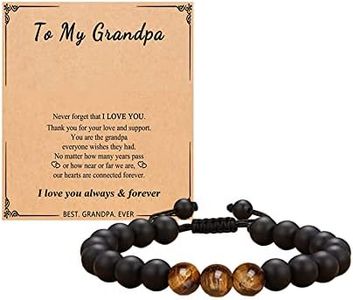 Personalized Fathers Day Gifts for Grandpa,Birthday Gifts for Grandpa,Tigers Eye Bracelets for Men with Gift Card