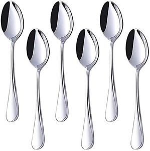 HANSGO Teaspoons Stainless Steel, 6 Piece Dinner Spoons Set 6.7 inches Dessert Spoons Use for Home, Kitchen or Restaurant