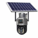 Eyetech Dual Lens Solar Powered PTZ Outdoor CCTV Camera | 360° View | Color Night Vision | Motion Detection | Two Way Audio | 4G SIM-Based Camera with Mobile App V380 Pro (New Dual Lens Solar)