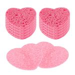 Sibba Compressed Facial Sponges, 10 Pieces Heart Cellulose Facial Sponges, Face Exfoliator Cleansing Sponge, Natural Cosmetic Spa Sponges for Facial Cleansing, Massage, Pore Exfoliating, Mask, Makeup