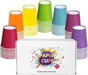 ENSINE 70 PCS Paper Cups, Rainbow Party Cups 7 Colors, 9 Ounce Paper Cups for Hot & Cold Drinking Cups, DIY Paper Party Cups for Christmas Birthday Holiday Halloween