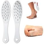 2 Pcs Stainless Steel Foot Scraper Metal Foot File Double Sided Foot File Callus Remover Professional Foot Rasp Scrubber for Wet or Dry Skin Easy to Clean Pedicure Tool Heel