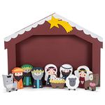 Kurt S. Adler 2-3-Inch Wooden Children's Nativity Set with Stable and 10 Figures