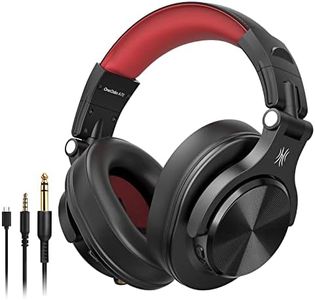 OneOdio Casque Bluetooth sans Fil BT5.2 avec 72 Heures A70, Réduction de Bruit CVC 8.0, 3 Câbles, Léger Confortable, Pliable, Partage de Musique, Compatible Téléphone, DJ, Piano, Guitare (Rouge)