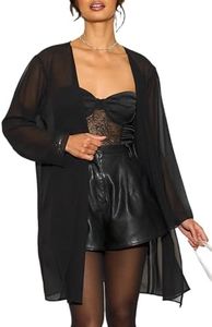 likemary Sheer Kimono Cardigans for Women - Elegant Dusters - Open Front Lightweight Long Cover Up Jackets Ideal for Dresses Black M/L