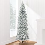 Best Choice Products 6ft Snow Flocked Artificial Pencil Christmas Tree Holiday Decoration w/Metal Stand