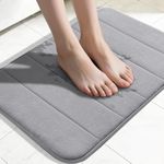 Yimobra Memory Foam Bath Mat Large Size 51 x 81 cm, Soft and Comfortable, Super Water Absorption, Non-Slip, Thick, Machine Wash, Easier to Dry for Bathroom Floor Rug, Grey