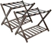 Luggage Racks, Folding Suitcase Stand with Storage Shelf, Bamboo Suitcase Rackwith Unique Magnetic Locking, 2 Pack Assembled Luggage Rack, Luggage Holders Stand for Guest Room, Bedroom, Hotel
