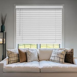 CHICOLOGY Faux Wood Blinds, Window Blinds, Wood Blinds, Window Shades, Window Treatments, Blinds & Shades, Window Shades for Home, Wooden Blinds, Basic White, 22" W X 60" H
