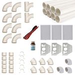 crossvac Central Vacuum Cleaner Installation Set for 3 Suction Boxes with Pipes, Fittings etc. - DIY Mounting Kit for Vacuum Cleaner System - Suction Box VacuValve Rectangular White