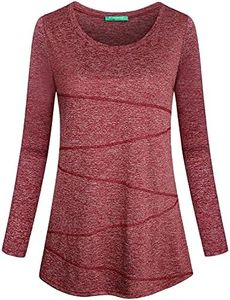 Kimmery Christmas Tops for Women Plus Size Tops for Women Long Sleeve Workout Shirts Yoga Athletic Gym Running Shirt Fall Casual Sleep Ladies Top Red 3XL
