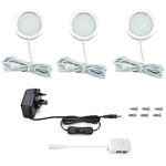 Vlio Under Cabinet Light Kit, LED Puck Lights, 7.5W, 750LM, Warm White, Display Cabinet Lighting, Disc Light for Kitchen, Closet, Counter, Cupboard, Shelf, Wardrobe and More, Set of 3