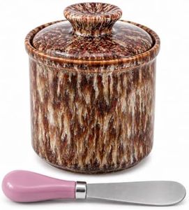 Ceramic French Butter Keeper, Crimson Flow