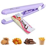 Mini Bag Sealer - Kitchen Gadget Portable Potato Chip Sealer, Food Sealing Bag Resealer for Food Storage, Reusable Handheld Bag Sealer for Potato Chip Bags, Foil Bags, Mylar Bags (Purple)