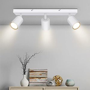 Kambo Rotatable 3 Way Ceiling Spotlights Fitting - GU10 Led Ceiling Light White - Metal 3 Way Ceiling Light Kitchen - Modern Wall Lights Indoor- Bulb not Included (Max.50W)