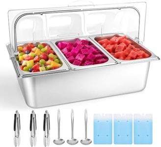 LLNC Cold Food Buffet Server 12Qt (3 Pans×4 Qt), Cold Food Buffet Ice Serving Tray,Salad Bar Buffet Station for Home Restaurant Kitchen Parties for Salad Fruit Condiments