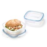 Starfrit LocknLock 4-Piece Easy Match Plastic Container Set - 2 x 25oz/750ml - Airtight, Leakproof & Nestable - 4-Sided Locking Lids