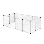 EUGAD rabbit run guinea pig run hamster playpen bunny puppy enclosure exercise fence with door diy transparent 12 Panels (35x45cm/panel) 145x75x46cm 0036WL