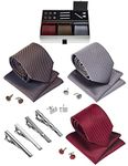 Premium Men?s Gift Tie Set - Silky Necktie Pocket Squares Tie Clips Cufflinks For Men