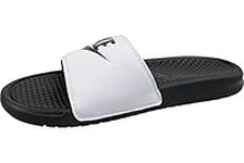 NIKE Men's Benassi Just Do It Slide Sandal, White, 12 D(M) US