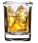 BINZO Glass Square Design Heavy Base Shot Glasses, 60 Ml, Set Of 12, Square Design Short Glass Set For Whiskey, Tequila, Vodka, Transparent