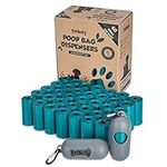 Petlicity 40 Rolls Dog Poo Bags for Pet Waste 15 Poop Carrier Bags per Roll, Plus Two Fitted Capsule Shaped Bag Holder Dispenser Cases with Carabiner Buckles