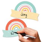 Big Dot of Happiness Pastel Boho Rainbow - DIY Blank Paper Desk or Locker Labels - Classroom Name Tags - Set of 32