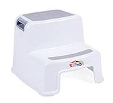 Double Step Stool for Kids, Baby Step Stool with 2 Steps, Toddlers Step Stool in Kitchen Toilet Bathroom, Step Stool for Potty Training, Gray