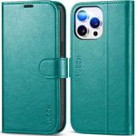 TUCCH Case Wallet for iPhone 15 Pro Max, RFID Blocking PU Leather Kickstand Flip Cover with 4 Card Slots [TPU Protective Interior Case], Magnetic Folio Compatible with iPhone 15 Pro Max 6.7", Cyan