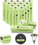 JiajaX Ni-MH Rechargeable AA Batteries, AA 600mAh 1.2V Solar Batteries for Garden Landscaping Outdoor Solar Lights, String Lights, Pathway Lights (16 Pack)