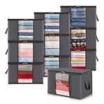 Lifewit 90L Large Capacity Clothes Storage Bag Organizer with Reinforced Handle Thick Fabric for Comforters, Blankets, Bedding, Foldable with Sturdy Zipper, Clear Window, 10 Pack, 90L, Grey
