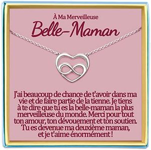 Belle Maman Collier Cadeau pour Belle-Mère Cadeau Fetes Des Meres Belle Mere Anniversaire Cadeaux Infini Coeur Colliers Argent Cadeau Noel Original Idee Femme Bijoux