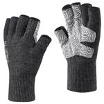 Palmyth Wool Fingerless Fishing Gloves - Warm for Men & Women: Cold Weather Fly Fishing, Ice Fishing, Photography & Hunting (Obsidian, L/XL)