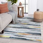 Calore Area Rug Carpet Rug for Living Room Bedroom Soft Modern Floor Mat Indoor Home Decorative Rug (Black Gold, 5.3' x 6.7')